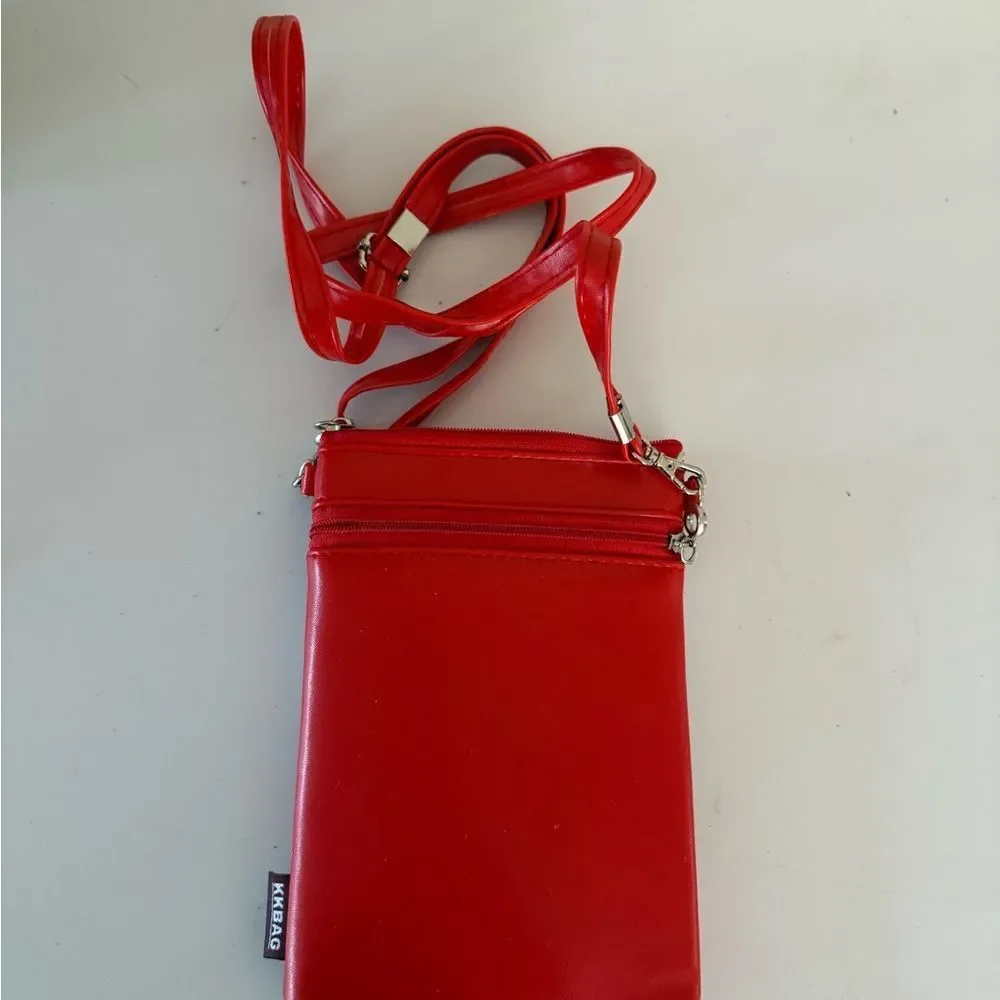 Cute KKBAG Cross body adjustable strap with 2 lobster claw handle clips red